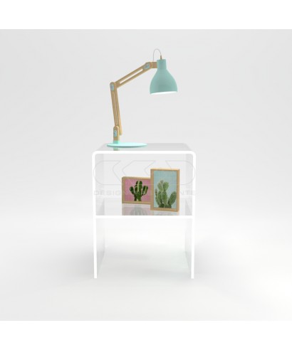 Acrylic side table W30 cm coffee table with transparent shelf.