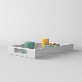 Vassoio rettangolare plexiglass bianco centrotavola portafrutta.