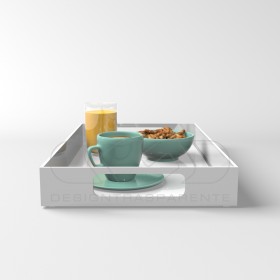 Vassoio rettangolare plexiglass bianco centrotavola portafrutta.
