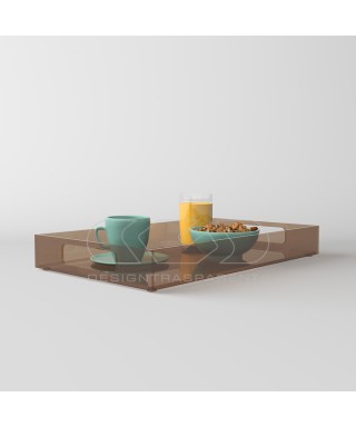 Brown acrylic rectangular tray fruit holder or centrepiece.