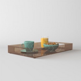 Vassoio rettangolare plexiglass marrone centrotavola portafrutta.