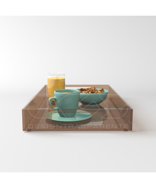 Brown acrylic rectangular tray fruit holder or centrepiece