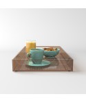 Brown acrylic rectangular tray fruit holder or centrepiece.
