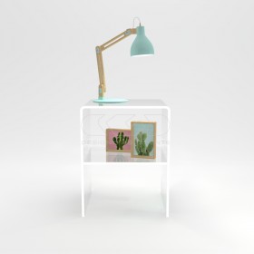 Acrylic side table W40 cm coffee table with transparent shelf.