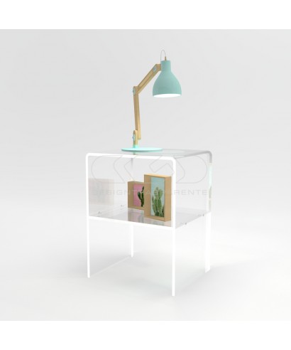 Acrylic side table W40 cm coffee table with transparent shelf.