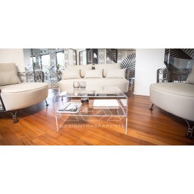 Acrylic side table W40 cm coffee table with transparent shelf.