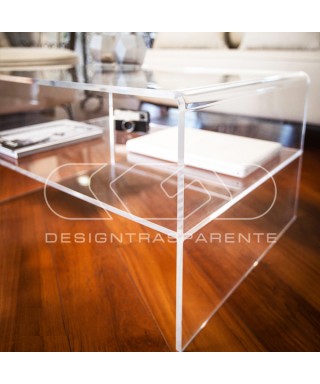Acrylic side table W40 cm coffee table with transparent shelf.
