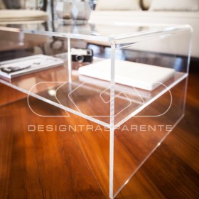 Acrylic side table W40 cm coffee table with transparent shelf.