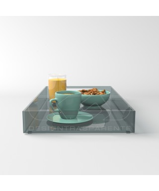 Vassoio rettangolare plexiglass grigio centrotavola portafrutta.
