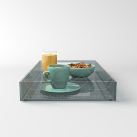Vassoio rettangolare plexiglass grigio centrotavola portafrutta.