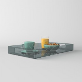 Vassoio rettangolare plexiglass grigio centrotavola portafrutta.