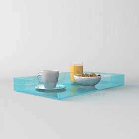 Vassoio rettangolare plexiglass acquamarina centrotavola portafrutta.