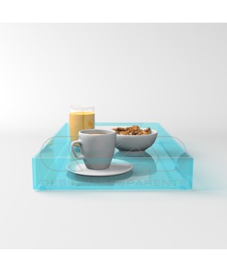 Vassoio rettangolare plexiglass acquamarina centrotavola portafrutta