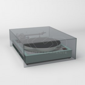 Turntable cover box W40 D35 H15 transparent or smoked acrylic.
