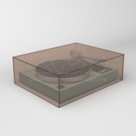 Turntable cover box W40 D40 H15 transparent or smoked acrylic.