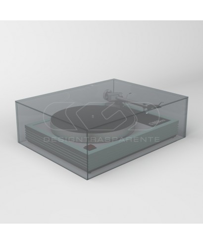 Turntable cover box W40 D50 H15 transparent or smoked acrylic.
