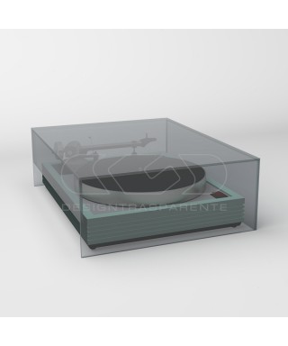 Turntable cover box W40 D50 H15 transparent or smoked acrylic.
