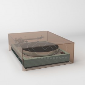 Turntable cover box W45 D40 H20 transparent or smoked acrylic.