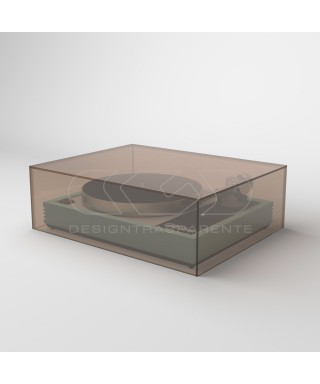 Turntable cover box W45 D40 H20 transparent or smoked acrylic