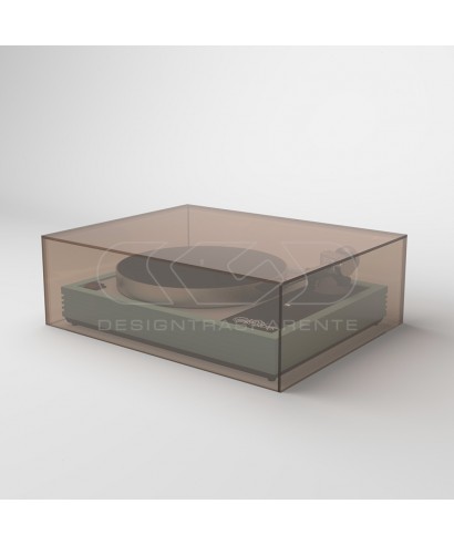 Turntable cover box W45 D40 H20 transparent or smoked acrylic.