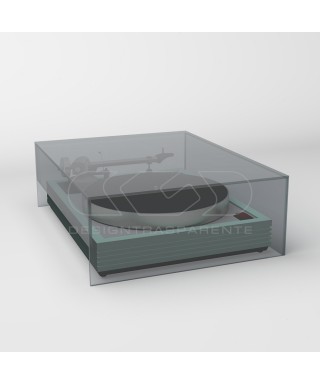 Turntable cover box W50 D40 H15 transparent or smoked acrylic.