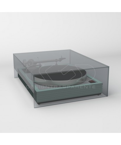 Coperchio per giradischi L55 P40 H20 in plexiglass trasparente o fumé.