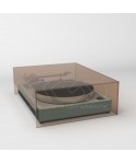 Turntable cover box W65 D35 H30 transparent or smoked acrylic.