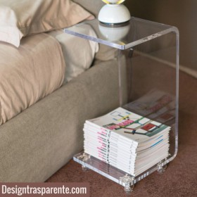 W40H60 Servant table with magazine rack transparent perspex.