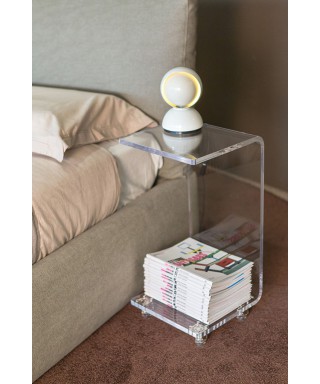 W40H60 Servant table with magazine rack transparent perspex.