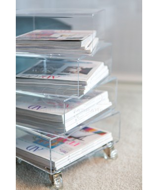 Servant table magazine rack serving trolley in transparent acrylic