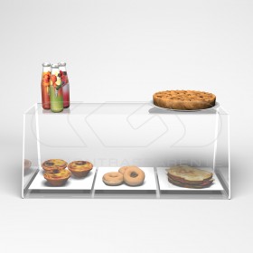 W49 food display case transparent acrylic bakery counter.