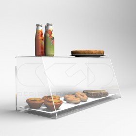 W49 food display case transparent acrylic bakery counter.