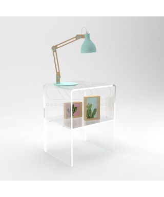 Acrylic side table W75 cm coffee table with transparent shelf.