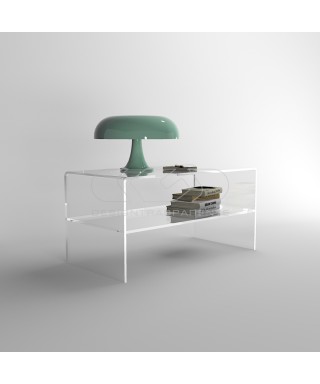 Acrylic side table W75 cm coffee table with transparent shelf