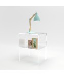 Mesita ancho 80cm mesa de centro con estante metacrilato transparente.