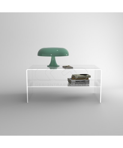 Acrylic side table W80 cm coffee table with transparent shelf