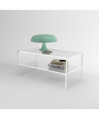 Acrylic side table W95 cm coffee table with transparent shelf.
