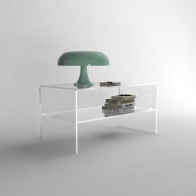 Acrylic side table W90 cm coffee table with transparent shelf.