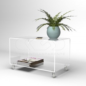Tavolino portariviste cm 55 carrello in plexiglass trasparente