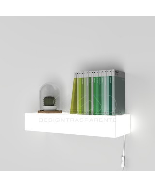 Mensola luminosa cm 60 in plexiglass bianco luce LED naturale.