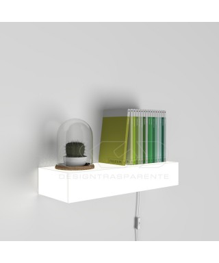Mensola luminosa cm 20 in plexiglass bianco luce LED naturale.