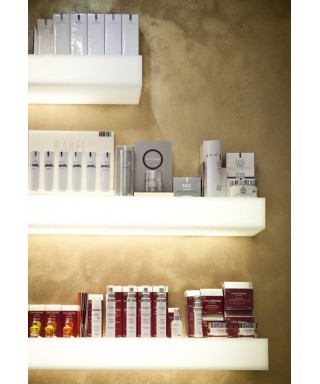 Estante iluminada cm 80 metacrilato blanco luz natural LED.