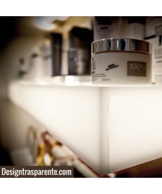 Estante iluminada cm 80 metacrilato blanco luz natural LED.
