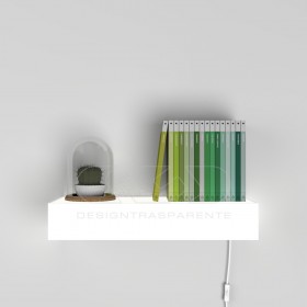Mensola luminosa cm 80 in plexiglass bianco luce LED naturale.