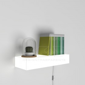 Estante iluminada cm 80 metacrilato blanco luz natural LED.