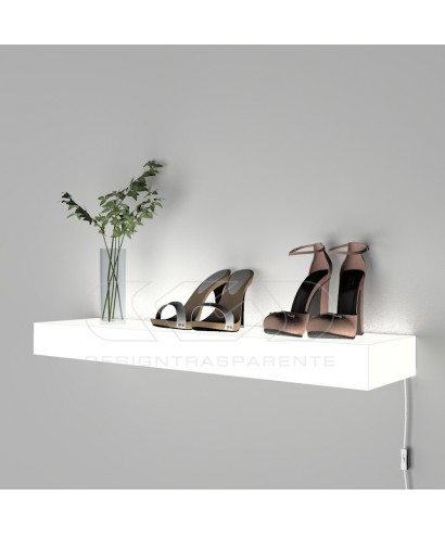Estante iluminada cm 80 metacrilato blanco luz natural LED.