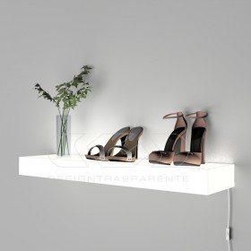 Estante iluminada cm 80 metacrilato blanco luz natural LED.