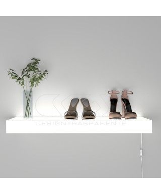 Estante iluminada cm 80 metacrilato blanco luz natural LED.