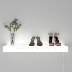 Estante iluminada cm 80 metacrilato blanco luz natural LED.
