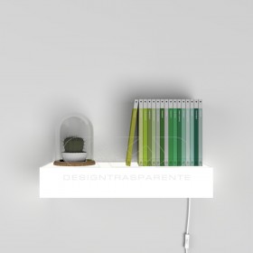 Mensola luminosa cm 85 in plexiglass bianco luce LED naturale.